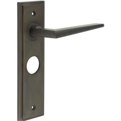 Elegant Dark Bronze Bathroom Door Handle with Backplate Solid Brass - Interior Handle