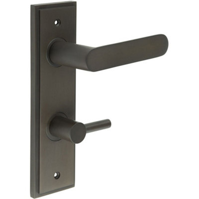 Elegant Dark Bronze Bathroom Door Handle with Turn & Release Mechanism - Solid Brass Interior Handle