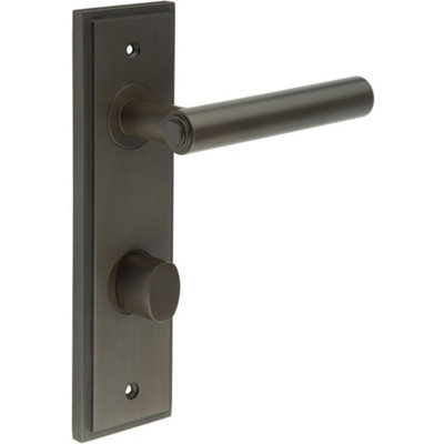 Elegant Dark Bronze Bathroom Door Handle with Turn & Release Mechanism - Solid Brass Interior Lever