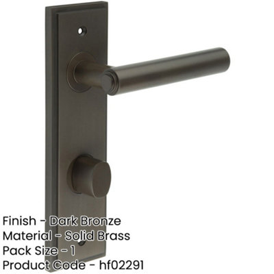 Elegant Dark Bronze Bathroom Door Handle with Turn & Release Mechanism - Solid Brass Interior Lever