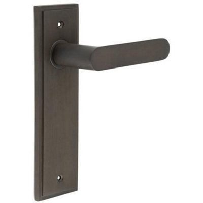 Elegant Dark Bronze Door Handle Latch Backplate for Luxurious Homes - Solid Brass Interior Handle