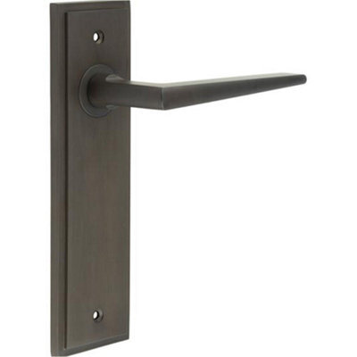 Elegant Dark Bronze Door Handle Latch Backplate for Modern Homes Solid Brass - Interior Handle