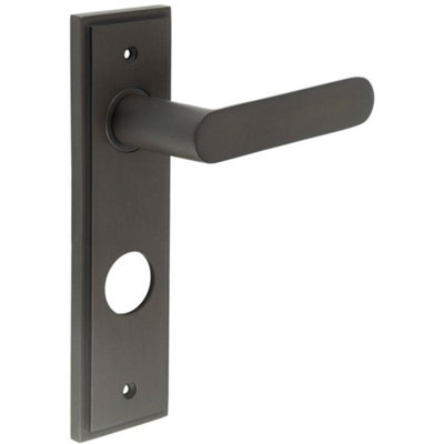 Elegant Dark Bronze Door Handle with Backplate for Bathrooms - Solid Brass Interior Toilet Handle