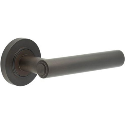 Elegant Dark Bronze Door Handle with Customizable Roses - Solid Brass Interior Handle