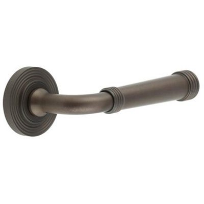 Elegant Dark Bronze Reeded Rose Door Handle for Timeless Style - Solid Brass Interior Handle