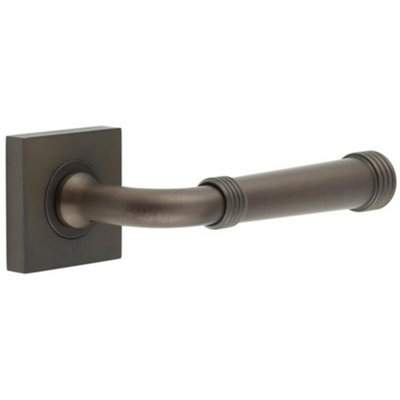 Elegant Dark Bronze Square Door Handle for Classic and Modern Interiors - Solid Brass Interior Handle