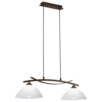 Elegant Dark Brown Pendant Ceiling Light with White Alabaster Shade