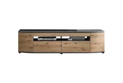 Elegant Dera 04 TV Cabinet H510mm W2000mm D470mm - Oak Artisan & Graphite Grey with Soft-Close System