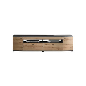 Elegant Dera 04 TV Cabinet H510mm W2000mm D470mm - Oak Artisan & Graphite Grey with Soft-Close System