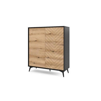 Elegant Diamond Highboard Cabinet H1190mm W1040mm D390mm - Oak Evoke ...