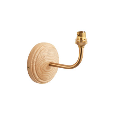 Elegant Dimmable Ash Wood Wall Sconce with Brushed Brass Finish for Contemporary Decor