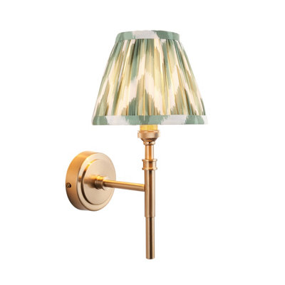 Elegant Dimmable Wall Light in Aged Brass with Cotswold Green Shade for Home Decor