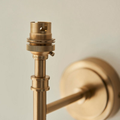 Elegant Dimmable Wall Light in Aged Brass with Cotswold Green Shade for Home Decor