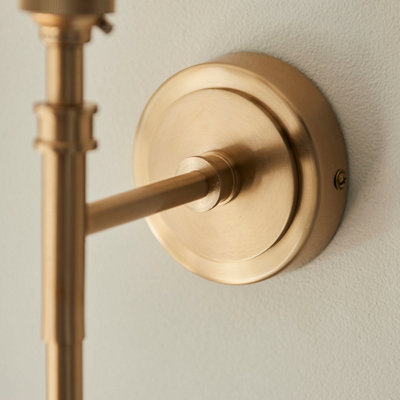 Elegant Dimmable Wall Light in Aged Brass with Cotswold Green Shade for Home Decor