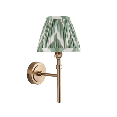 Elegant Dimmable Wall Light in Aged Brass with Cotswold Green Shade for Home Decor