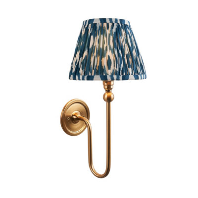 Elegant Dimmable Wall Light in Brushed Aged Brass with Marlin Blue Shade for Stylish Interiors