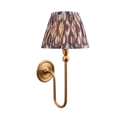 Elegant Dimmable Wall Light with Brushed Aged Brass and Pearl Grey Shade