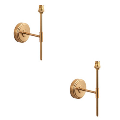 Elegant Dimmable Wall Lights - 2 Pack in Brushed Aged Brass Finish