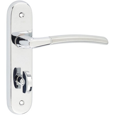 Elegant Dual-Finish Door Handle in Polished and Satin Chrome - Interior Lever on Backplate