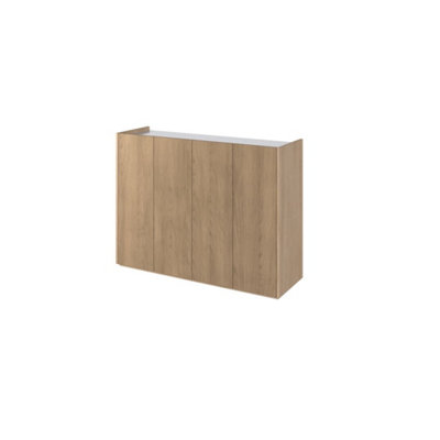 Elegant Easy 2 Sideboard Cabinet H950mm W1260mm D400mm, Oak Scandi & White, Four Doors, Four Shelves, LED Lighting