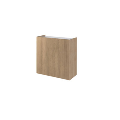 Elegant Easy 3 Sideboard Cabinet H950mm W950mm D400mm, Oak Scandi & White, Three Doors, Four Shelves, LED Lighting