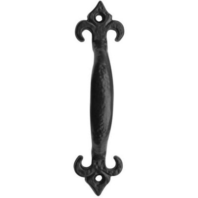 Elegant Fleur De Lys Black Pull Handle 230mm for Cabinets and Drawers - Door Handle