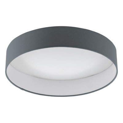 Elegant Flush Ceiling Light with Anthracite Fabric Shade and Dimmable LED Bulb 18W