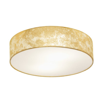 Elegant Flush Ceiling Light with Champagne Shade and Gold Fabric for E27 Bulb