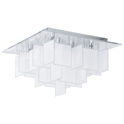 Elegant Flush Ceiling Light with Chrome Finish and White Satin Glass Shade