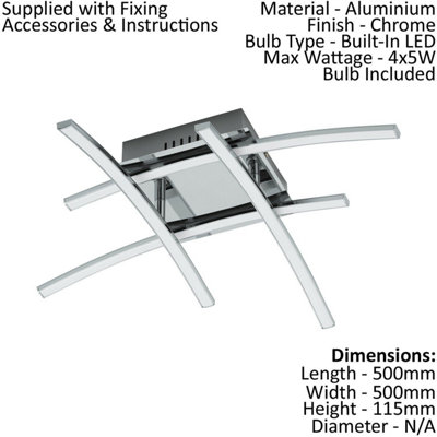 Elegant Flush Ceiling Light with Chrome-Plated Shade and LED Bulbs