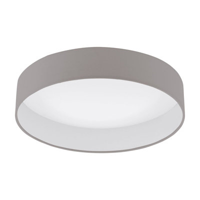 Elegant Flush Ceiling Light with Dimmable LED Bulb in White and Taupe Fabric