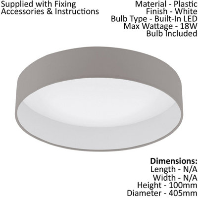 Elegant Flush Ceiling Light with Dimmable LED Bulb in White and Taupe Fabric