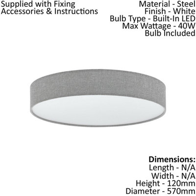 Elegant Flush Ceiling Light with Grey Linen Shade - 40W LED Lighting Solution