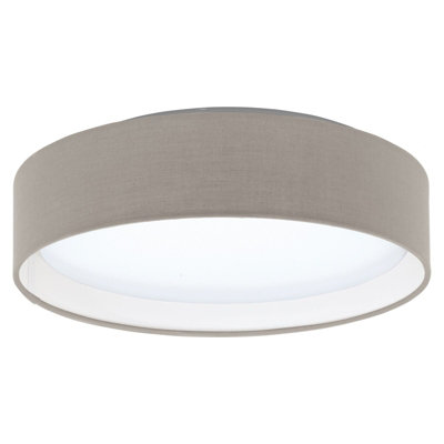 Elegant Flush Ceiling Light with Taupe Fabric Shade and LED Bulb