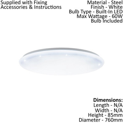 Elegant Flush Ceiling Light with White Crystal Effect and Dimmable LED Bulb