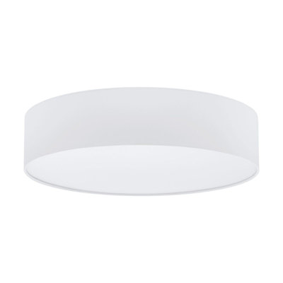 Elegant Flush Ceiling Light with White Fabric Shade - E27 Bulb Compatible