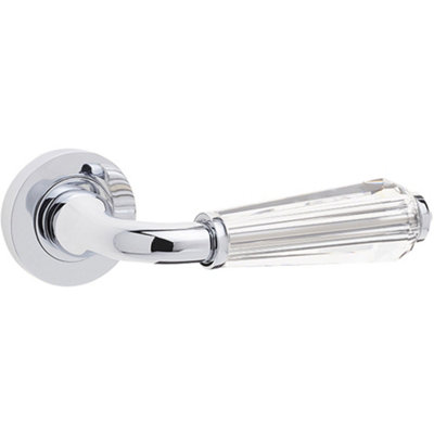 Elegant Fluted Glass Door Handle in Polished Chrome - Interior Handle
