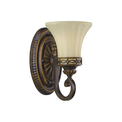 Elegant Fluted Glass Wall Light with Walnut Finish and LED Bulb Socket