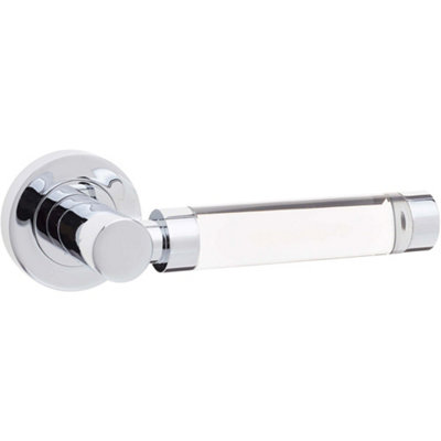 Elegant Glass and Polished Chrome Door Handle for Modern Interiors - Interior Handle