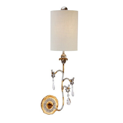 Elegant Gold and Cream Table Lamp with Crystal Accents - LED E27 60W