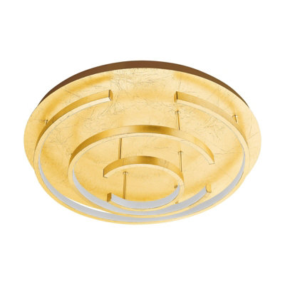 Elegant Gold Flush Ceiling Light with LED Bulb - 24W Warm White Illumination