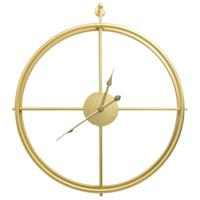 Elegant Gold Iron Wall Clock: Minimalist Design, 52 cm Diameter ...
