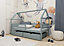 Elegant Grey Aaron Single Bed with Storage and Bonnell Mattress (H)750mm (W)1980mm (D)970mm, Perfect for Children's Rooms