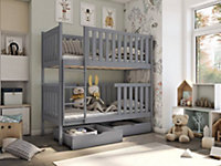 Elegant Grey David Bunk Bed with Storage (H)179cm (W)198cm (D)98cm - Space-Efficient & Chic