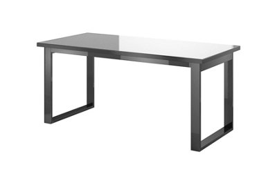 Elegant Grey Helio 92 Extending Dining Table, Tempered Glass Front, Seats 4-6, H750mm W1700-2250mm D800mm