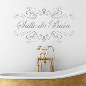Elegant Grey Salle-de-Bain Wall Sticker