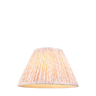 Elegant Handcrafted 30cm Peachy Pink Tapered Cylinder Lamp Shade with Leaf Design