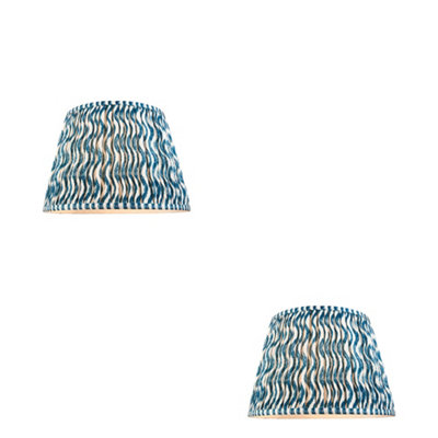 Elegant Handcrafted 35cm Tapered Lamp Shades - 2 Pack in Marlin Blue Fabric
