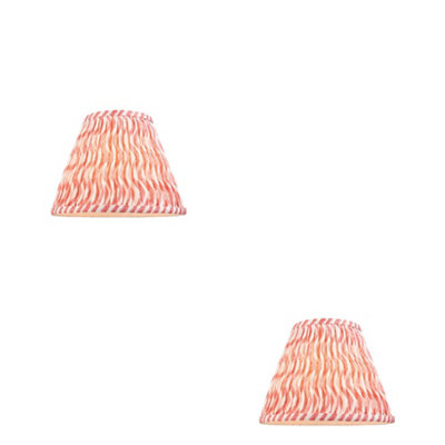 Elegant Handcrafted Coral Pink Tapered Lamp Shades - Set of 2 with Pleated Design