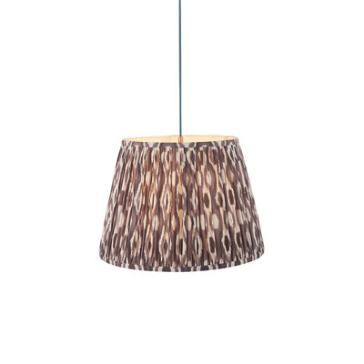 Elegant Hanging Ceiling Pendant Light in Aged Brass with Blue Cable and Pearl Grey Shade